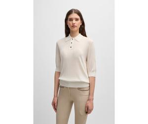BOSS Polo d’équitation en maille côtelée à col oversize - Style COREY KNITWEAR POLO, B5W1002 Blanc XL