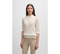 BOSS Polo d’équitation en maille côtelée à col oversize - Style COREY KNITWEAR POLO, B5W1002 Naturel XL