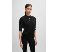 BOSS Polo d’équitation en maille côtelée à col oversize - Style COREY KNITWEAR POLO, B5W1002 Noir XXS