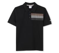 Boss - Polo Droit À Bande Rayée - Black - Garçon - 5 Ans