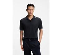 BOSS Polo en coton et lin à col Johnny - Style H-Pye 235, 50559173 Bleu foncé L