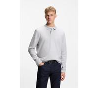 BOSS Polo en coton mélangé à la structure gaufrée - Style Petempestolong, 50520710 Gris chiné XXL