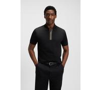 BOSS Polo en coton mercerisé avec patte zippée - Style H-Paras 65, 50543880 Noir S