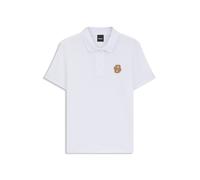 BOSS Polo en coton stretch d'inspiration équestre à monogramme Double B - Style MONA POLO WHITE, B7W0602 Blanc XS