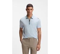 BOSS Polo en jacquard gaufré à encolure zippée - Style PL_Terrace Zip, 50559328 bleu clair XL