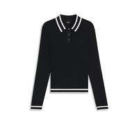 BOSS Polo en maille ajourée esprit équestre avec écusson à logo - Style PAM KNITWEAR POLO AJOR, B7W1001 Bleu foncé XL