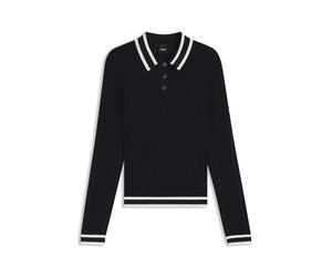 BOSS Polo en maille ajourée esprit équestre avec écusson à logo - Style PAM KNITWEAR POLO AJOR, B7W1001 Bleu foncé L