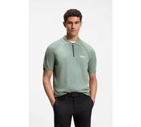 BOSS Polo en maille avec encolure zippée et conception zonée - Style K_Perform_Max PL, 50575861 Chaux M