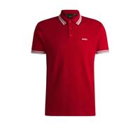 Hugo Boss Polo Paddy manches courtes piqué de coton col et poignets rayés Rouge M