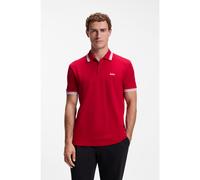 Hugo Boss Polo Paddy en piqué de coton, col et poignets rayés, Rouge XL