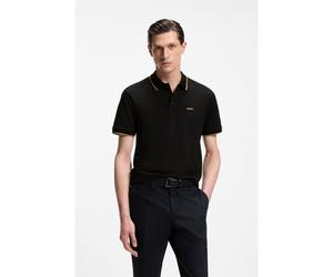 BOSS Polo en piqué de coton avec liserés contrastants - Style Parlay 190, 50494697 Noir XS