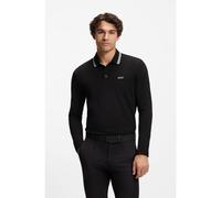 BOSS Polo en piqué de coton avec logo contrastant - Style Plisy, 50536609 Noir M