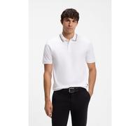 BOSS Polo Slim en coton à col rayé - Style Penrose 38, 50469360 Blanc XXL