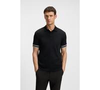 BOSS Polo Slim en coton avec bas de manches à rayures - Style Polo Zone, 50544448 Noir S