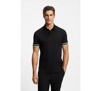 BOSS Polo Slim en coton avec bas de manches à rayures - Style Polo Zone, 50544448 Noir XXXL