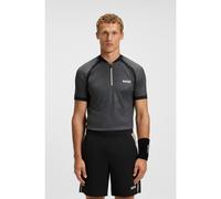 BOSS Polo Slim en jersey mesh à encolure zippée - Style PL_TOC Matchball, 50549498 Gris sombre S