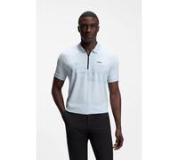 BOSS Polo zippé en coton mélangé avec des graphismes réfléchissants - Style PL_Globe Pattern, 50559010 bleu clair XXXL
