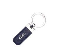 BOSS Porte-clés en laiton et cuir grainé bleu marine avec logo - Style Key ring Classic Grained Navy, 58138496 Bleu foncé pcs.