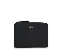 BOSS Portefeuille en cuir grainé avec lettres logo métalliques - Style Lenah Small Wallet, 50558032 Noir pcs.