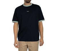 BOSS T-shirt coupe décontractée en coton avec des bordures à rayures - Style Te_Blocks, 50561814 Bleu foncé M