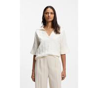 BOSS Pull à col Johnny avec texture à carreaux - Style Fapavero, 50556693 Blanc S