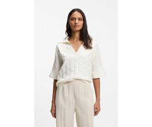 BOSS Pull à col Johnny avec texture à carreaux - Style Fapavero, 50556693 Blanc XXL