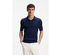 BOSS Pull à col polo en maille torsadée en coton et cachemire - Style L-Luciano, 50565515 Bleu foncé XL