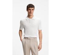 BOSS Pull à col polo en maille torsadée en coton et cachemire - Style L-Luciano, 50565515 Naturel L