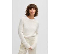 BOSS Pull à col rond en doux alpaga mélangé - Style Fleuretty, 50505702 Blanc XS