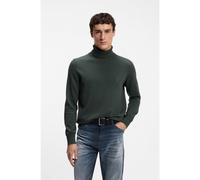 BOSS Pull à col roulé en coton et cachemire avec patch logoté - Style Akiro_S, 50527573 Vert sombre L