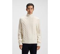 BOSS Pull à maille torsadée en laine vierge et soie - Style L-Hector, 50550033 Blanc M