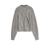 BOSS Pull à maille torsadée en laine vierge moulinée - Style Frescienne, 50568335 Gris L
