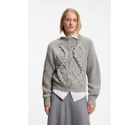 BOSS Pull à maille torsadée en laine vierge moulinée - Style Frescienne, 50568335 Gris S
