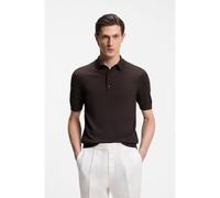 BOSS Pull à manches courtes en laine vierge à col polo - Style H-Nolano, 50560485 Marron foncé XXL