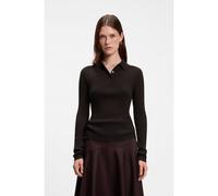 BOSS Pull ajusté en pure laine vierge à col polo - Style Faelina, 50567364 Marron foncé XS