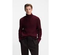 BOSS Pull BECKHAM x BOSS en maille torsadée de laine et de cachemire - Style Herrero_DB, 50554338 Rouge sombre XL
