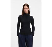 BOSS Pull côtelé en laine mérinos à col montant - Style Foliora, 50549166 Bleu foncé L
