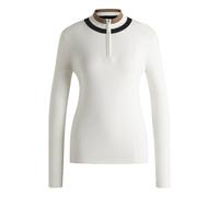 BOSS Pull d’équitation côtelé à encolure zippée - Style ABIGAL KNITWEAR JUMPER, B6W1002 Blanc L