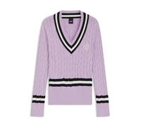 BOSS Pull d’équitation en coton à la structure torsadée - Style PAULA KNITWEAR JUMPER CABLE, B7W1002 Violet clair M