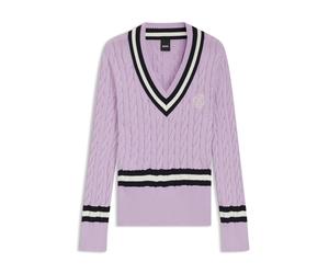BOSS Pull d’équitation en coton à la structure torsadée - Style PAULA KNITWEAR JUMPER CABLE, B7W1002 Violet clair S