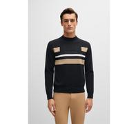 BOSS Pull d’équitation en coton à rayures contrastantes - Style BRAD KNITWEAR LOGO JUMPER, B5M1002 Noir XXL