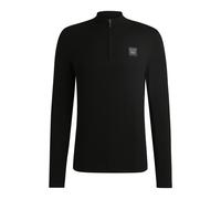 BOSS Pull d’équitation style camionneur avec patch logoté - Style ROUVEN HALF ZIP JUMPER, B6M1007 Noir M