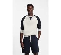 BOSS Pull en coton à blocs de couleurs BOSS BY BECKHAM - Style Sharpe 80_DB, 50560878 Blanc / Bleu foncé XL