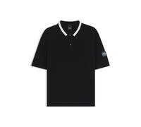 BOSS Pull en coton à col polo d’inspiration équestre - Style JOSHUA KNITWEAR POLO RICE, B7M1001 Bleu foncé XS
