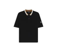 BOSS Pull en coton à col polo d’inspiration équestre - Style JOSHUA KNITWEAR POLO RICE, B7M1001 Noir L