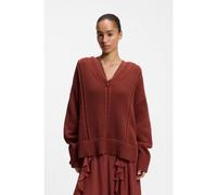 BOSS Pull en coton avec structure en maille - Style C_Fevran, 50559828 Rouge sombre XS