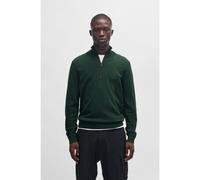 BOSS Pull en coton et cachemire avec encolure zippée et patch logoté - Style Kanobix_S, 50527585 Vert sombre XXL