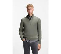 BOSS Pull en coton et cachemire avec encolure zippée - Style Kanobix_S, 50527585 Gris S