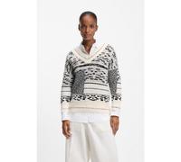 BOSS Pull en coton mélangé à motif jacquard - Style Fucsia, 50553244 Blanc à motif XS
