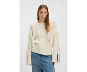 BOSS Pull en coton mélangé à torsades et franges - Style C_Fitto, 50543949 Naturel M